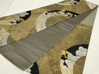 平和屋着物◎六通柄袋帯　唐織　芳椿花　金銀糸　正絹　逸品　AABH5235ou
