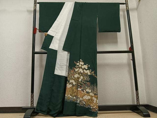 平和屋着物●豪華色留袖　鴛鴦草花文　金彩　正絹　逸品　AABH5244ph