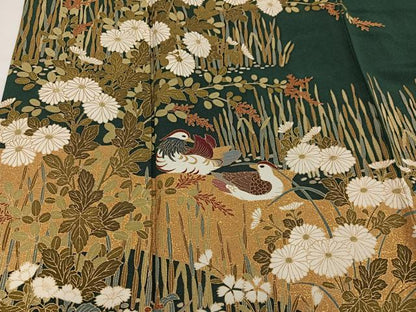 平和屋着物●豪華色留袖　鴛鴦草花文　金彩　正絹　逸品　AABH5244ph