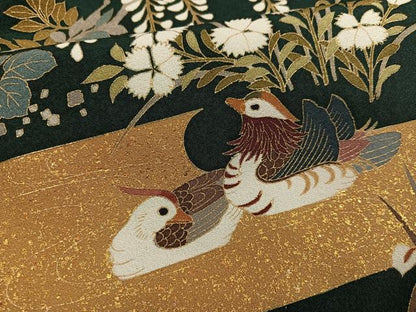 平和屋着物●豪華色留袖　鴛鴦草花文　金彩　正絹　逸品　AABH5244ph