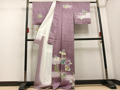 平和屋着物●訪問着　枝花文　暈し染め　金彩　正絹　逸品　AABH5245ph