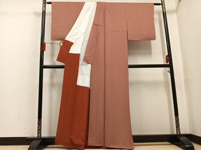 平和屋着物●染色作家　斉藤三才　小紋　小花文　正絹　逸品　AABH5246ph