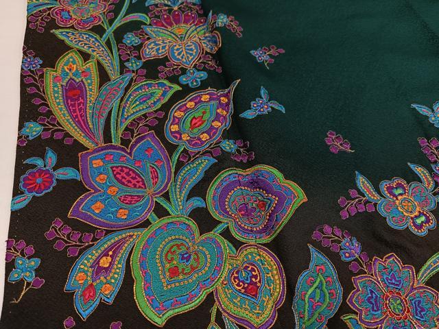 平和屋着物●豪華振袖　駒刺繍　草花文　正絹　逸品　AABH5248ph