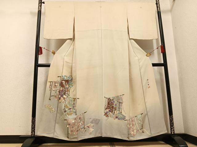 平和屋着物●京の名門　じゅらく謹製　帝王紫　色留袖　刺繍　誰が袖花文　金彩　正絹　逸品　AABH5249ph