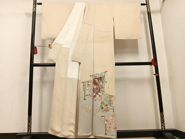 平和屋着物●京の名門　じゅらく謹製　帝王紫　色留袖　刺繍　誰が袖花文　金彩　正絹　逸品　AABH5249ph