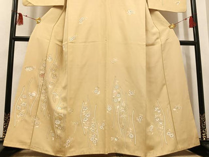 平和屋着物●訪問着　友禅　駒刺繍　立涌草花文　金彩　正絹　逸品　AABH5250ph