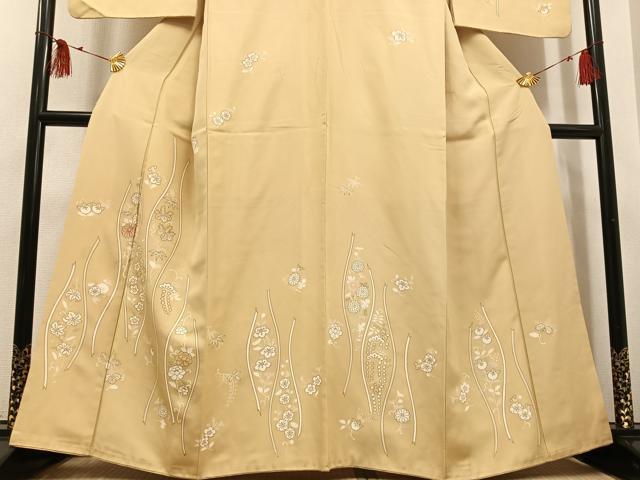 平和屋着物●訪問着　友禅　駒刺繍　立涌草花文　金彩　正絹　逸品　AABH5250ph