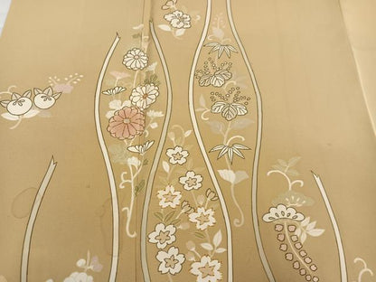 平和屋着物●訪問着　友禅　駒刺繍　立涌草花文　金彩　正絹　逸品　AABH5250ph