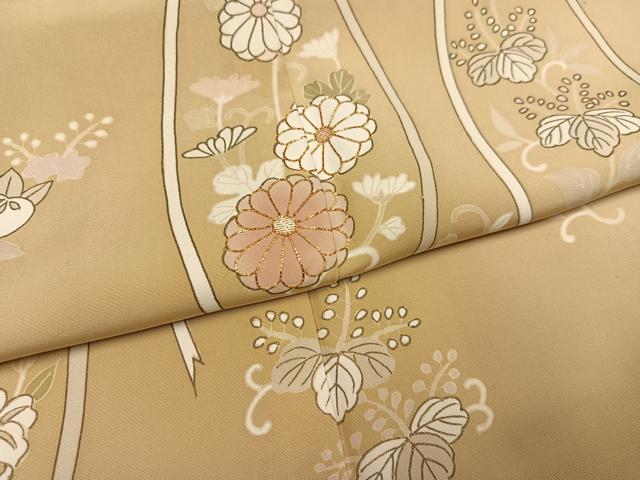 平和屋着物●訪問着　友禅　駒刺繍　立涌草花文　金彩　正絹　逸品　AABH5250ph 平和屋着物○訪問着 友禅 駒刺繍 立涌草花文 金彩 正絹 逸品