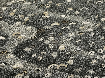 平和屋着物●訪問着　松竹梅文　たたき染め　黒地　金銀彩　正絹　逸品　AABH5251ph