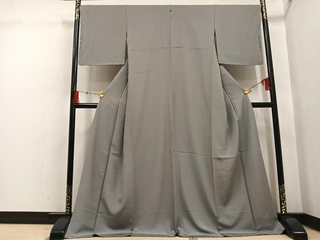 平和屋着物●上質な色無地　生壁色　ロング丈　正絹　逸品　AABH5252ph