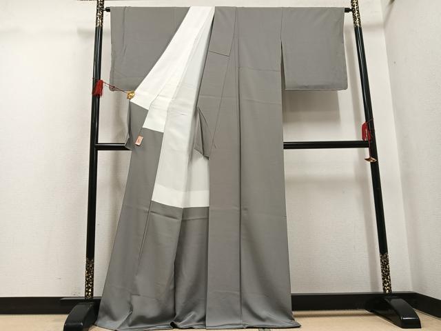 平和屋着物●上質な色無地　生壁色　ロング丈　正絹　逸品　AABH5252ph