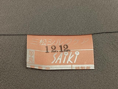 平和屋着物●上質な色無地　生壁色　ロング丈　正絹　逸品　AABH5252ph