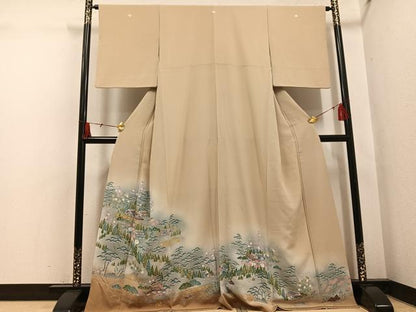 平和屋着物●豪華色留袖　友禅　松竹梅風景文　暈し染め　金彩　正絹　逸品　AABH5254ph