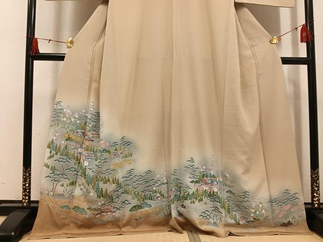 平和屋着物●豪華色留袖　友禅　松竹梅風景文　暈し染め　金彩　正絹　逸品　AABH5254ph