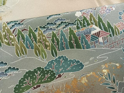 平和屋着物●豪華色留袖　友禅　松竹梅風景文　暈し染め　金彩　正絹　逸品　AABH5254ph
