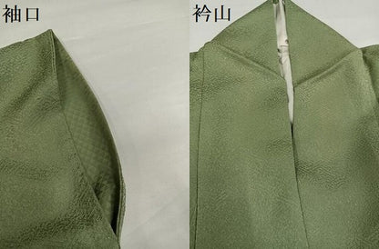 平和屋着物●上質な色無地　紗綾形地紋　柳茶色　正絹　逸品　AABH5257ph