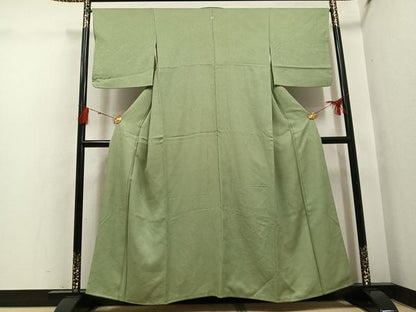 平和屋着物●上質な色無地　紗綾形地紋　柳茶色　正絹　逸品　AABH5257ph