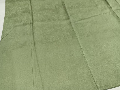 平和屋着物●上質な色無地　紗綾形地紋　柳茶色　正絹　逸品　AABH5257ph