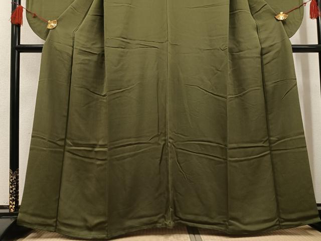 平和屋着物●小振袖　二尺袖　色無地　海松色　正絹　逸品　AABH5258ph 平和屋着物○小振袖 二尺袖 色無地 海松色 正絹 逸品 AABH5258ph