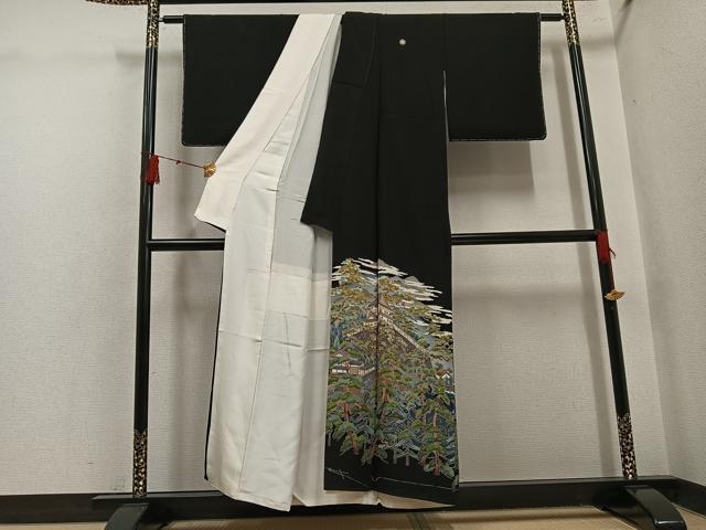 平和屋着物○豪華黒留袖 友禅 作家物 江戸城 暈し染め 正絹 逸品