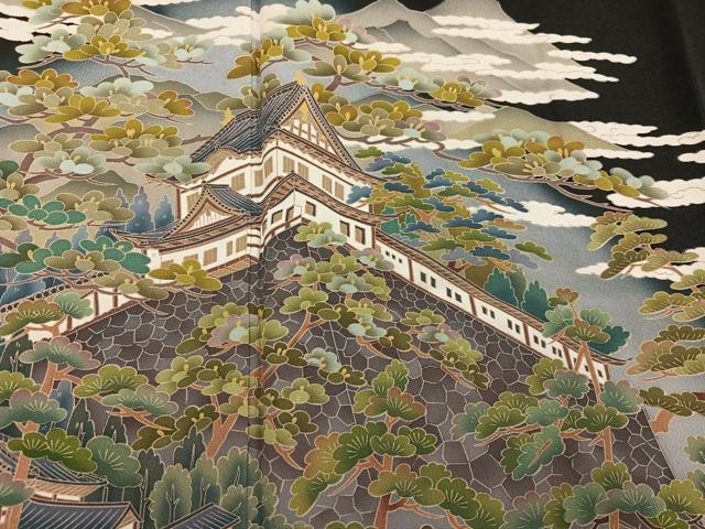 平和屋着物○豪華黒留袖 友禅 作家物 江戸城 暈し染め 正絹 逸品