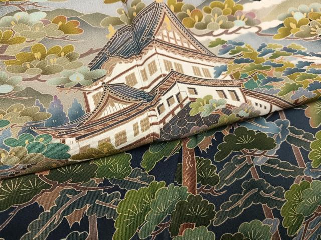 平和屋着物●豪華黒留袖　友禅　作家物　江戸城　暈し染め　正絹　逸品　未使用　AABH5260ph 平和屋着物○豪華黒留袖 友禅 作家物 江戸城 暈し染め 正絹 逸品
