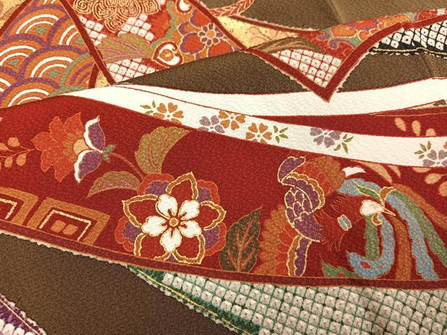 平和屋着物●豪華振袖　几帳鳳凰更紗舞蝶文　暈し染め　金彩　正絹　逸品　AABH5263ph