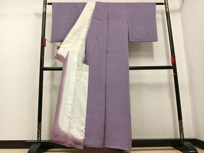 平和屋着物●上質な色無地　霞地紋　浅紫色　正絹　逸品　AABH5264ph