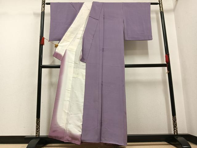 平和屋着物●上質な色無地　霞地紋　浅紫色　正絹　逸品　AABH5264ph