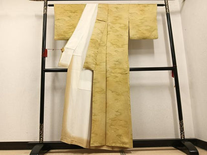 平和屋着物●上質な小紋　霞芝地紋　暈し染め　正絹　逸品　AABH5268ph