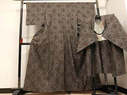 平和屋着物●本場大島紬　龍郷絣　アンサンブル　正絹　逸品　AABH5271ph