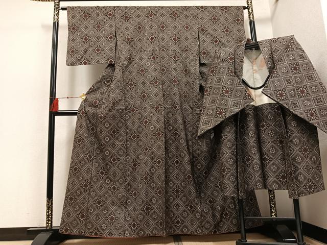 平和屋着物●本場大島紬　龍郷絣　アンサンブル　正絹　逸品　AABH5271ph