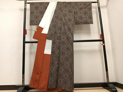 平和屋着物●本場大島紬　龍郷絣　アンサンブル　正絹　逸品　AABH5271ph