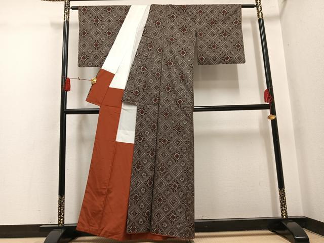 平和屋着物●本場大島紬　龍郷絣　アンサンブル　正絹　逸品　AABH5271ph