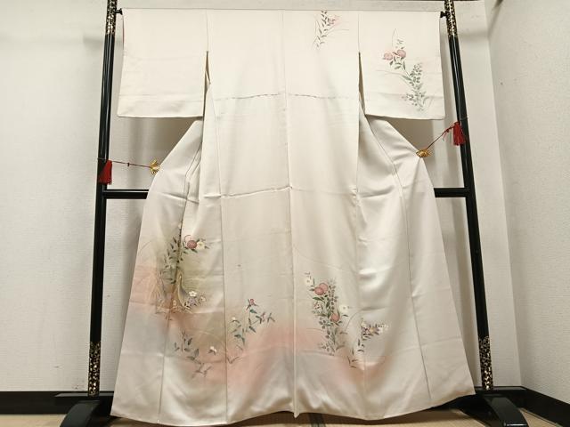 平和屋着物●訪問着　友禅　花鳥文　暈し染め　金彩　正絹　逸品　AABH5273ph