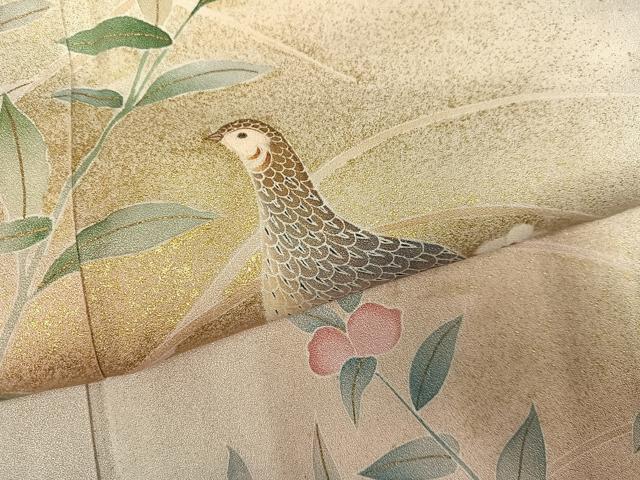 平和屋着物●訪問着　友禅　花鳥文　暈し染め　金彩　正絹　逸品　AABH5273ph