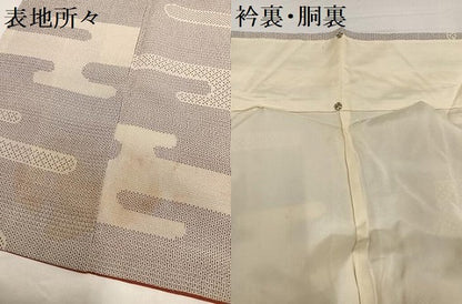 平和屋着物●本塩沢　110亀甲　エ霞文　正絹　逸品　AABH5275ph