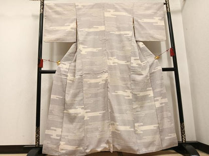 平和屋着物●本塩沢　110亀甲　エ霞文　正絹　逸品　AABH5275ph