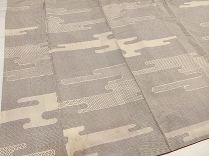 平和屋着物●本塩沢　110亀甲　エ霞文　正絹　逸品　AABH5275ph