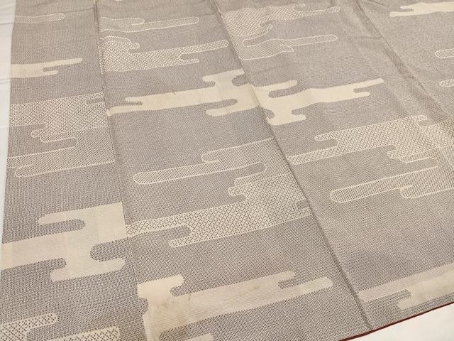 平和屋着物●本塩沢　110亀甲　エ霞文　正絹　逸品　AABH5275ph