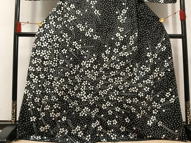 平和屋着物●訪問着　絞り　花尽くし　黒地　正絹　逸品　未使用　AABH5276ph