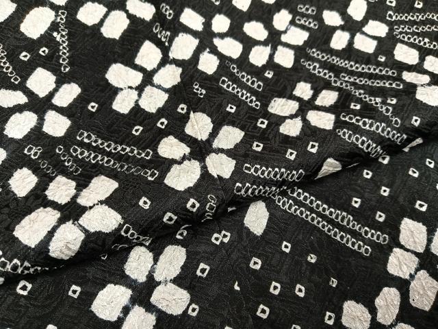 平和屋着物●訪問着　絞り　花尽くし　黒地　正絹　逸品　未使用　AABH5276ph