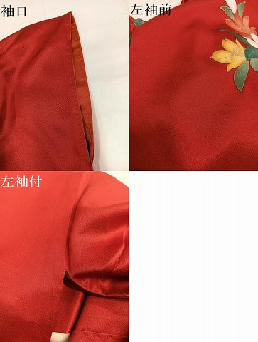 平和屋着物●豪華振袖　駒刺繍　花蝶文　暈し染め　金銀彩　正絹　逸品　AABH5279ph