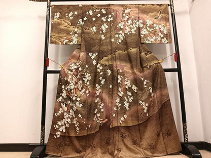 平和屋着物●森英恵・HANAE MORI　訪問着　花蝶文　金彩　正絹　逸品　AABH5280ph