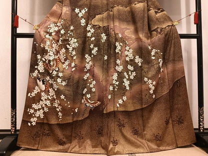 平和屋着物●森英恵・HANAE MORI　訪問着　花蝶文　金彩　正絹　逸品　AABH5280ph
