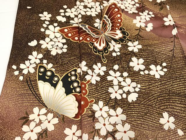 平和屋着物●森英恵・HANAE MORI　訪問着　花蝶文　金彩　正絹　逸品　AABH5280ph