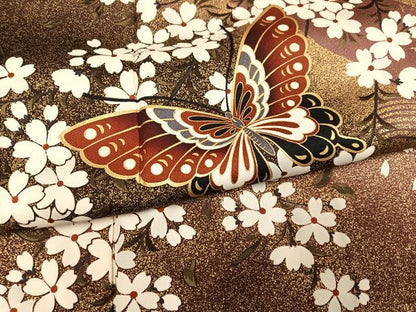 平和屋着物●森英恵・HANAE MORI　訪問着　花蝶文　金彩　正絹　逸品　AABH5280ph