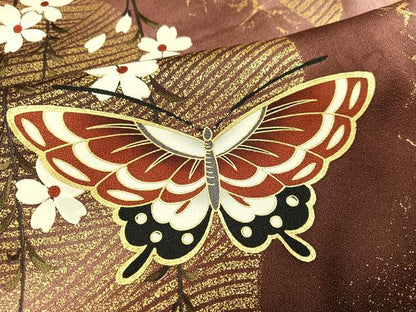 平和屋着物●森英恵・HANAE MORI　訪問着　花蝶文　金彩　正絹　逸品　AABH5280ph