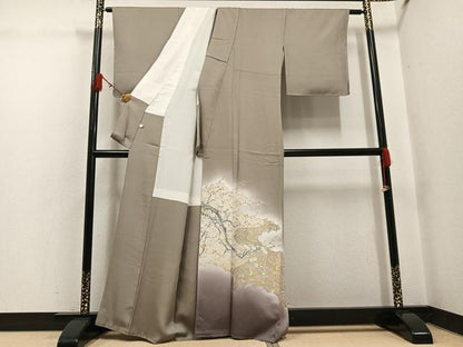 平和屋着物●豪華色留袖　寿光織　紅白梅　暈し染め　金糸　正絹　逸品　AABH5281ph